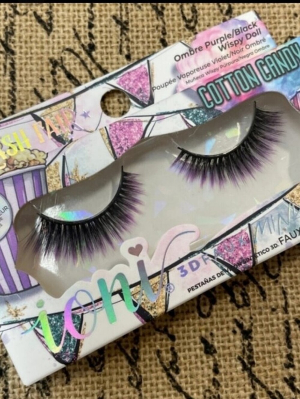 Wispy Doll Ioni 3D Faux Mink Eyelashes, Ombre Purple & Black. NIB